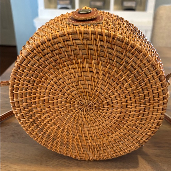 Haute Hippie Brown Woven Shell-Embellished Round Bag